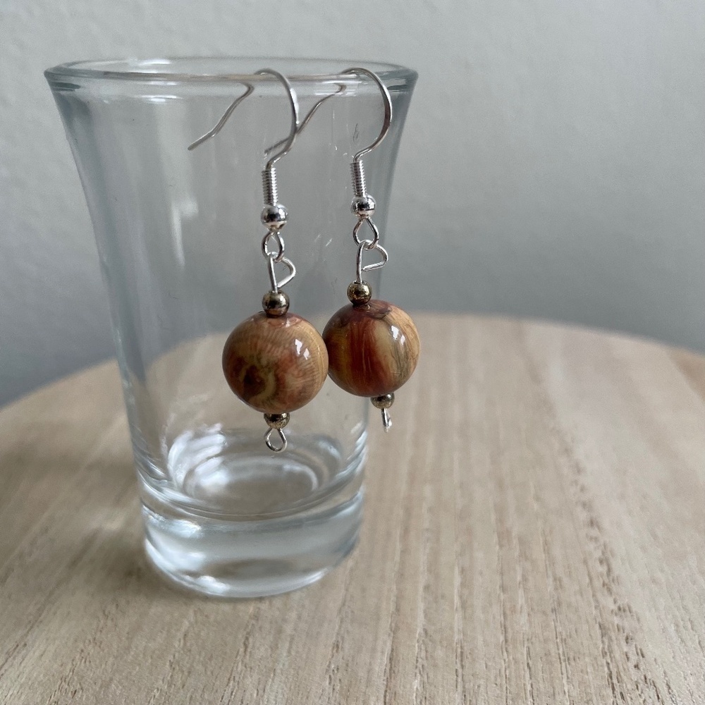 Marble Stone Beaded Earrings
